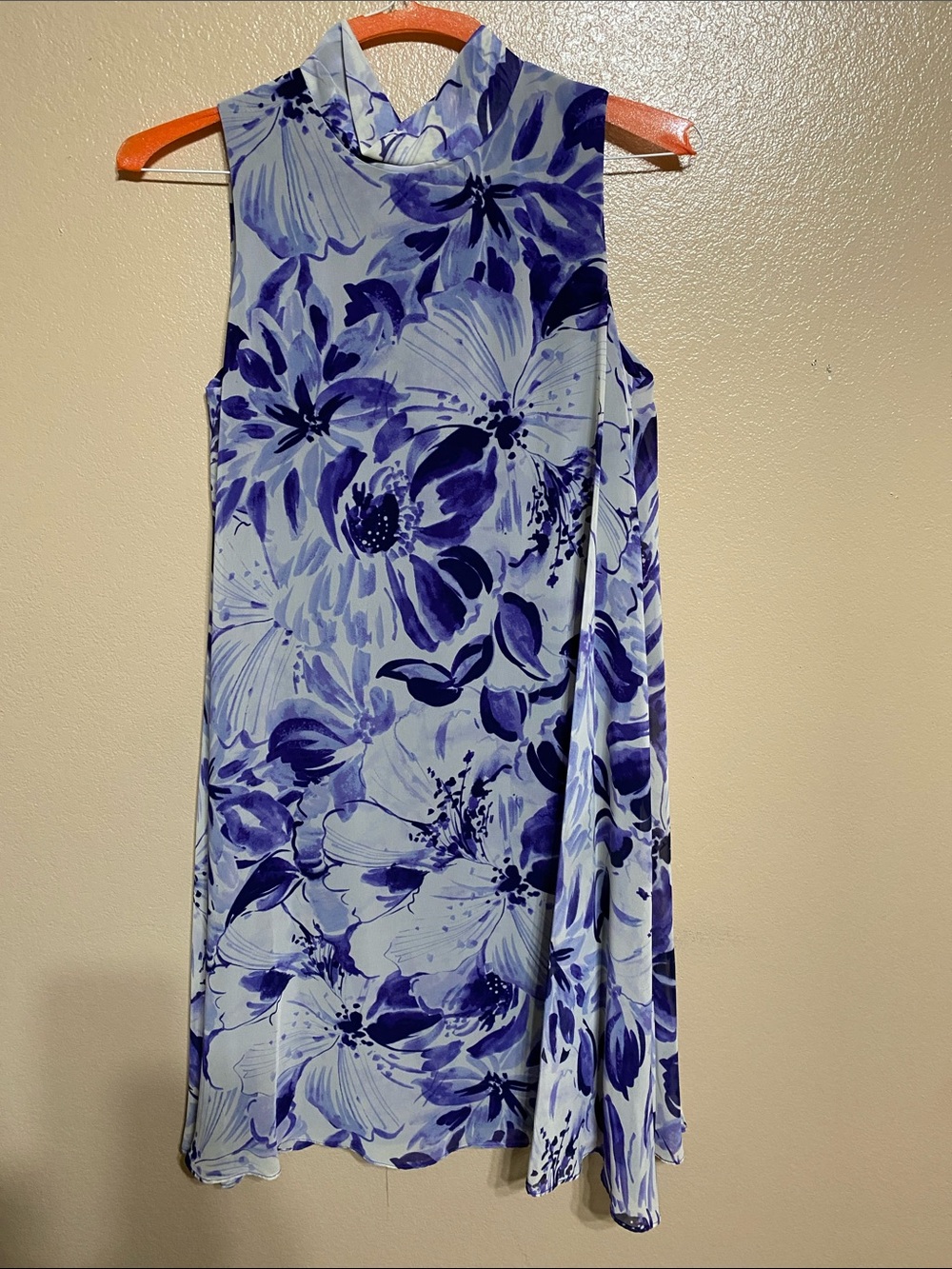 Eliza J Purple Floral High-Neck Mini Dress